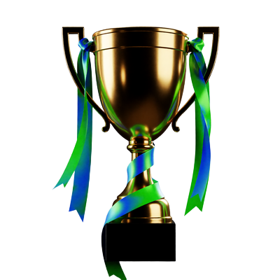 Goldene Leaderboard-Troph&auml;e mit Neon-B&auml;ndern f&uuml;r die w&ouml;chentlichen Gewinner bei Jack Casino