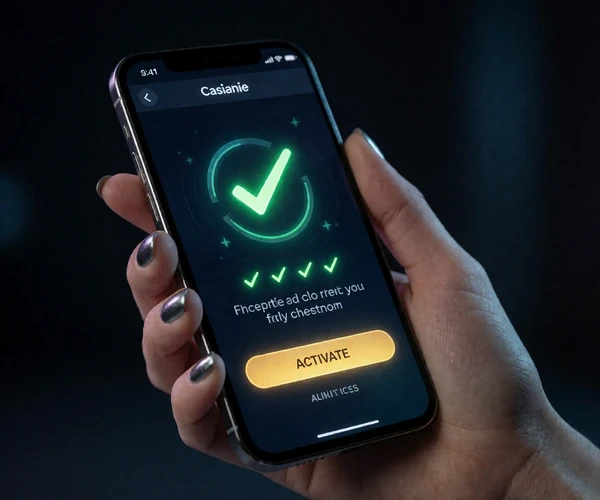 Smartphone mit Bonus-Aktivierungsbildschirm und gr&uuml;nen H&auml;kchen - Freispiele bei Jack Casino aktivieren